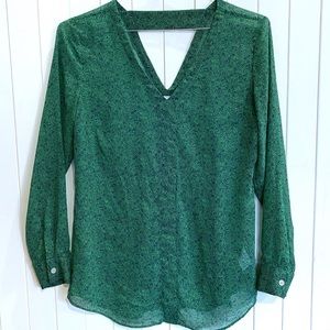 CAbi Sheer Green Blouse. Small.